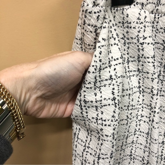 Loft White Black Knit Skirt W Pockets Size L NWT - Picture 3 of 7